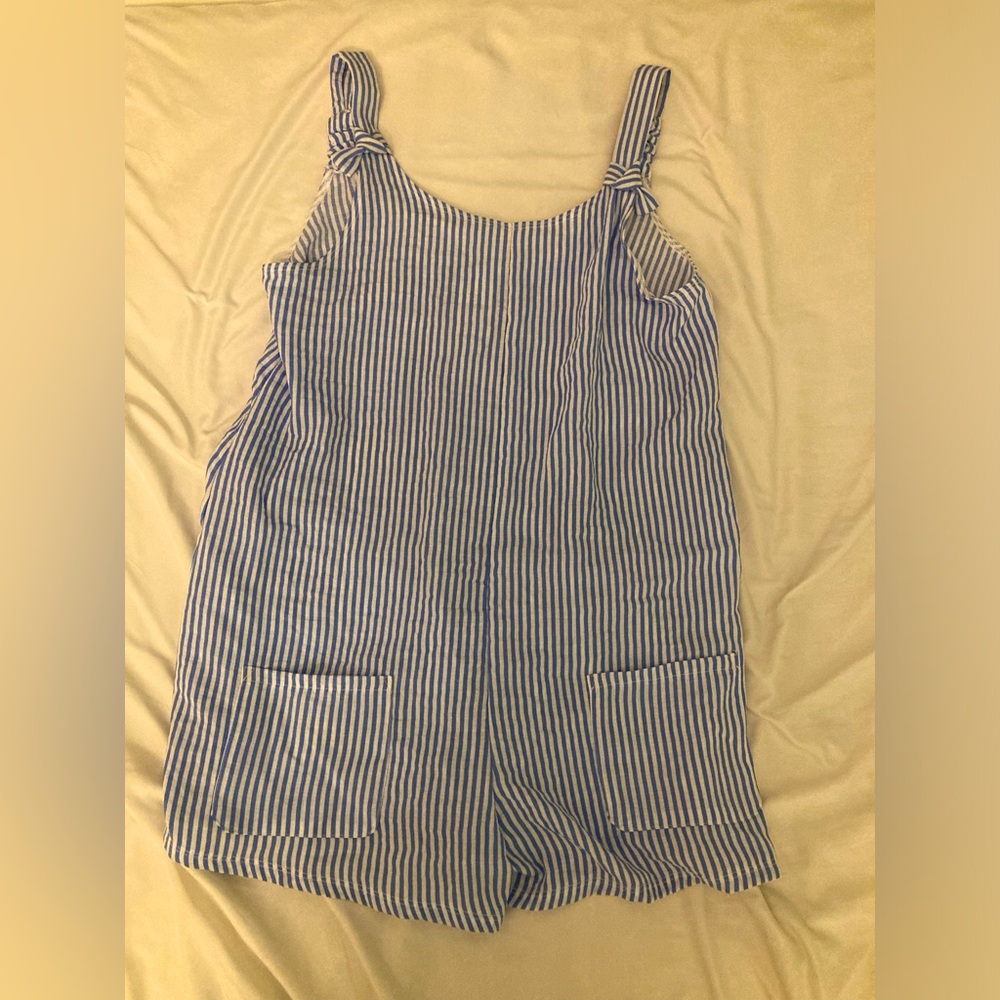 Blue And White Stripped Cover Up/Romper
